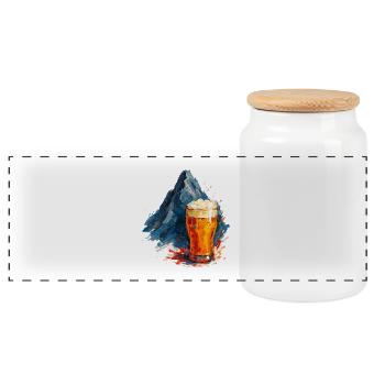 Bier und Bergpanorama - Panorama Keksdose mit Holzdeckel - Weiß - Vorne