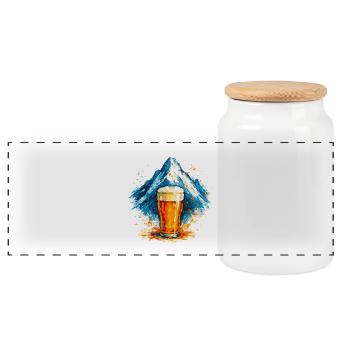 Bier im Berggipfel Aquarell - Panorama Keksdose mit Holzdeckel - Weiß - Vorne