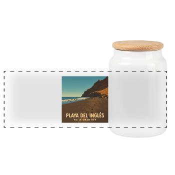 Playa del Ingles im Valle Gran Rey - Panorama Keksdose mit Holzdeckel - Weiß - Vorne