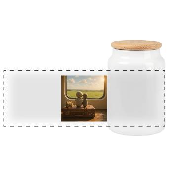 Railside Companions Travel Set - Panoramic Cookie Jar with Wooden Lid - white - Front
