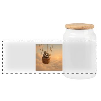 Skybound Whispers Embrace - Panoramic Cookie Jar with Wooden Lid - white - Front