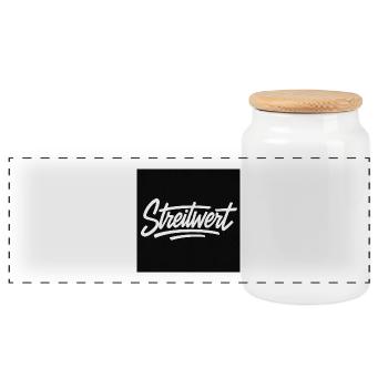 Logo Contested Script Noir - Boîte à biscuits avec couvercle en bois - blanc - Devant