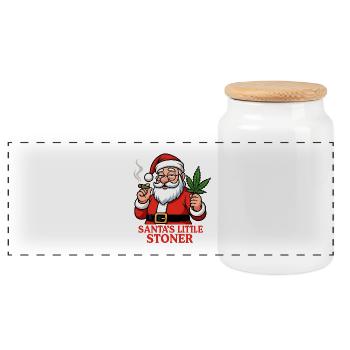 Santa's Little Stoner - Panoramic Cookie Jar with Wooden Lid - white - Front