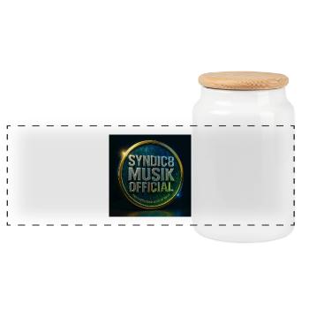 Syndic8 Music Badge Cosmic Metal - Panoramic Cookie Jar with Wooden Lid - white - Front
