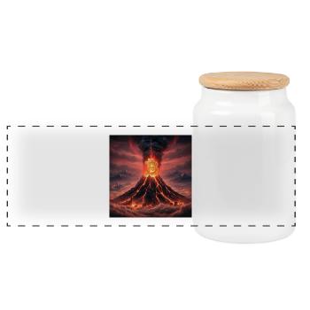 Éruption du volcan Bitcoin - Boîte à biscuits avec couvercle en bois - blanc - Devant