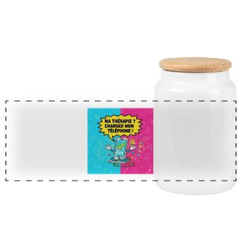 Digital Therapy: Load My Phone - Panoramic Cookie Jar with Wooden Lid - white - Front