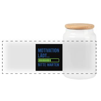 Motivation lädt... Bitte warten - Panorama Keksdose mit Holzdeckel - Weiß - Vorne