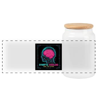 Synaptic Overload Neon Brain - Panoramic Cookie Jar with Wooden Lid - white - Front