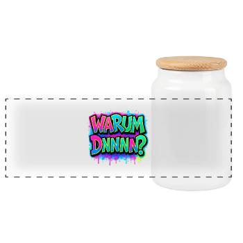 Why DNNN? Neon Graffiti - Panoramic Cookie Jar with Wooden Lid - white - Front