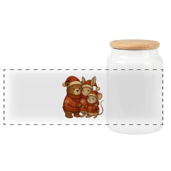 hase_Maus_Baer - Panorama Keksdose mit Holzdeckel - Weiß - Vorne