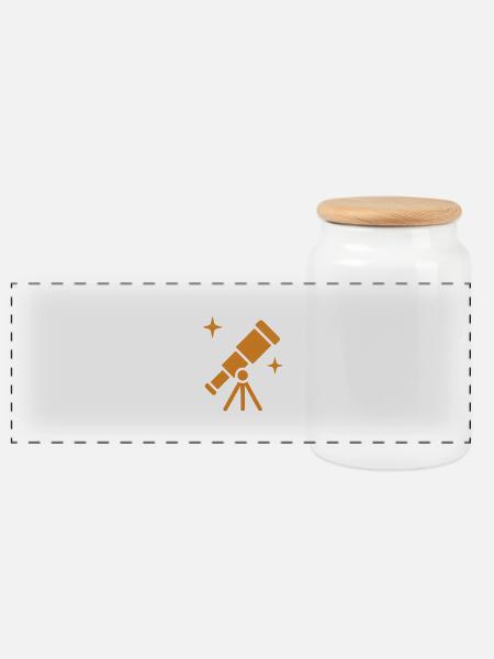 Teleskop - Panorama Keksdose mit Holzdeckel - Weiß