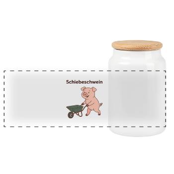 Pousser le cochon - Boîte à biscuits avec couvercle en bois - blanc - Devant