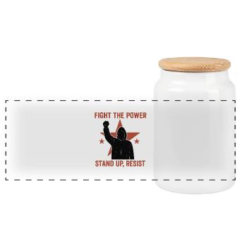 Fight the Power - Panoramic Cookie Jar with Wooden Lid - white - Front