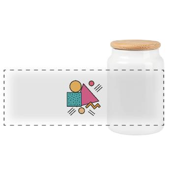 Retro-Geometrie - Panorama Keksdose mit Holzdeckel - Weiß - Vorne