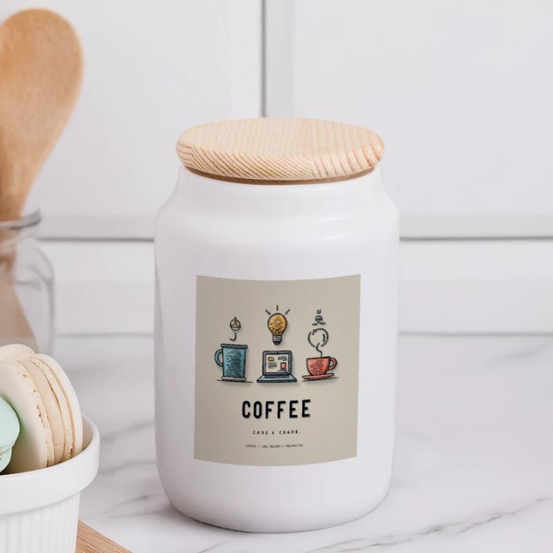 Conception du code du café Boîte à biscuits avec couvercle en bois