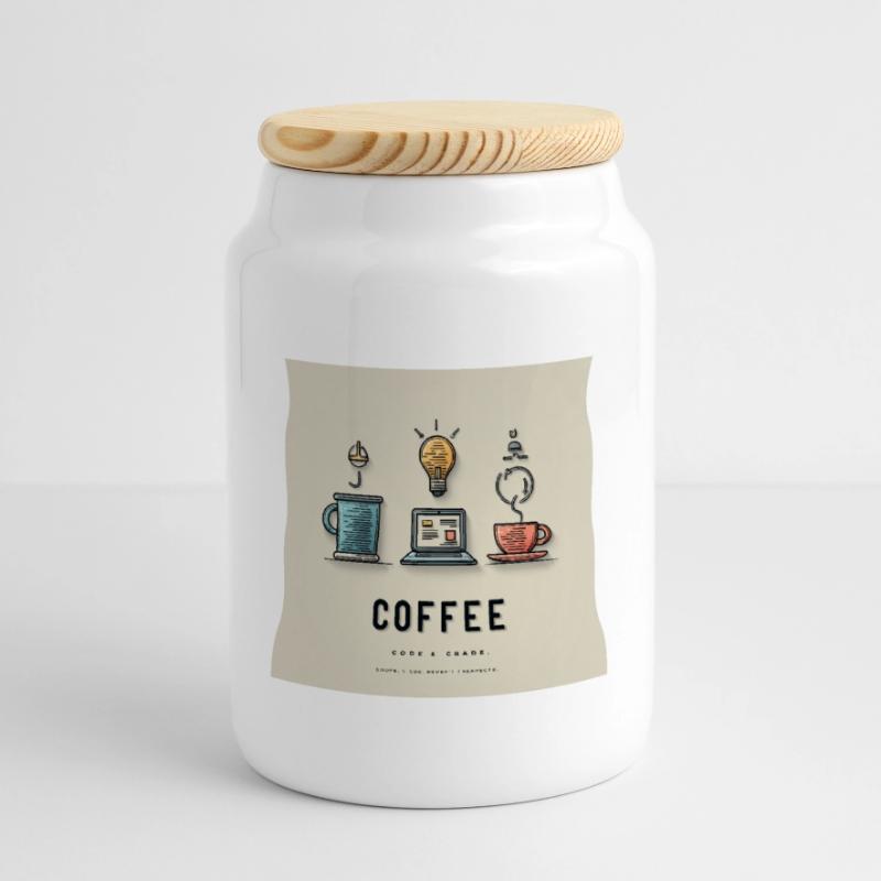 Conception du code du café Boîte à biscuits avec couvercle en bois