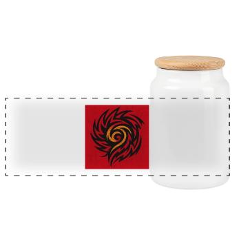 Flame Spiral Tribal - Panoramic Cookie Jar with Wooden Lid - white - Front