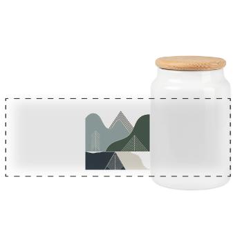 Geometric mountain landscapes - Panoramic Cookie Jar with Wooden Lid - white - Front