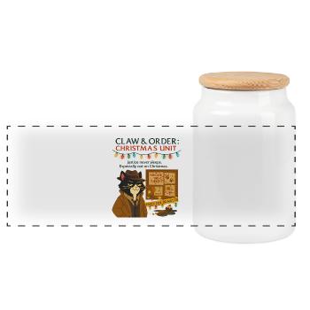 CLAW-ORDER CHRISTMAS EDITION - Panoramic Cookie Jar with Wooden Lid - white - Front