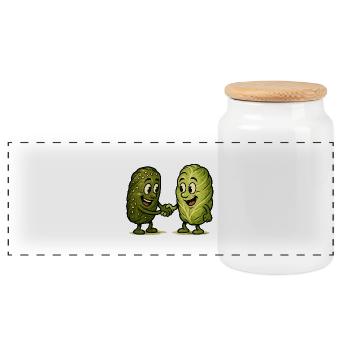Poignée de main entre Dolma et Golubzi - Boîte à biscuits avec couvercle en bois - blanc - Devant
