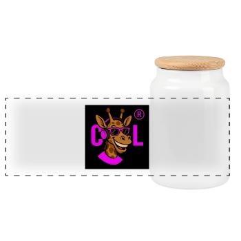 Neon Giraffe DJ mit pinken Accessoires - Panorama Keksdose mit Holzdeckel - Weiß - Vorne