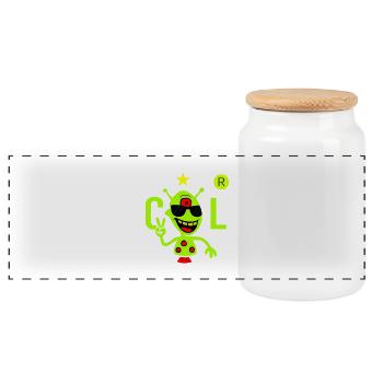 Alien vert avec lunettes de soleil - Boîte à biscuits avec couvercle en bois - blanc - Devant
