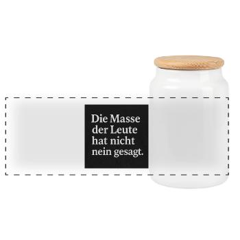 Die Masse der Leute hat nicht nein gesagt - Panorama Keksdose mit Holzdeckel - Weiß - Vorne