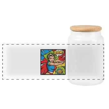 Super-héroïne Pop Art Puissante - Boîte à biscuits avec couvercle en bois - blanc - Devant