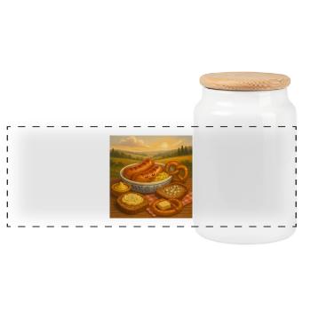 German sausages - Panoramic Cookie Jar with Wooden Lid - white - Front