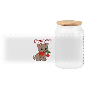 Journée Magique du Chat Capricorne - Boîte à biscuits avec couvercle en bois - blanc - Devant