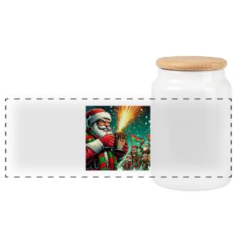 Weihnachtsultras Santa Feuerwerk - Panorama Keksdose mit Holzdeckel - Weiß - Vorne