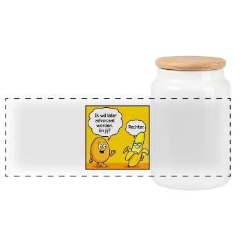 Lawyer and Judge Comedy - Panoramic Cookie Jar with Wooden Lid - white - Front