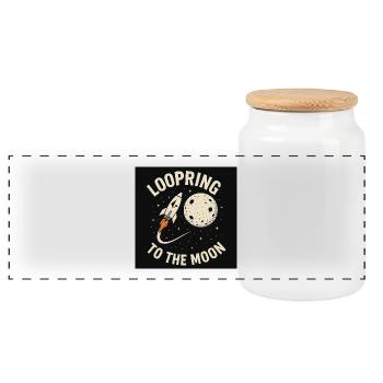 Looping vers la Lune ! - Boîte à biscuits avec couvercle en bois - blanc - Devant