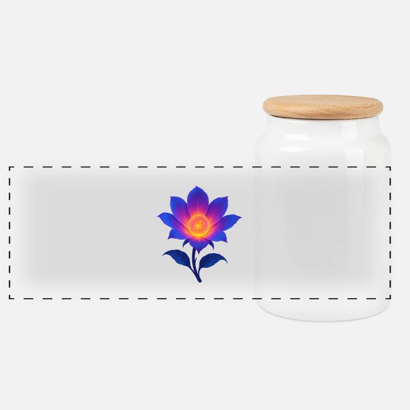 Neon-Nacht-Lotus - Panorama Keksdose mit Holzdeckel - Weiß