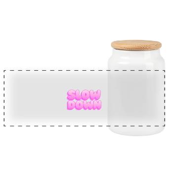 Slow down - Panoramic Cookie Jar with Wooden Lid - white - Front