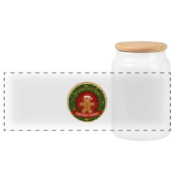 Lebkuchen Festlogo Kreis - Panorama Keksdose mit Holzdeckel - Weiß - Vorne