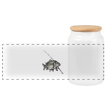 Vecteur d’encre pour pêche à la canne à la carpe - Boîte à biscuits avec couvercle en bois - blanc - Devant