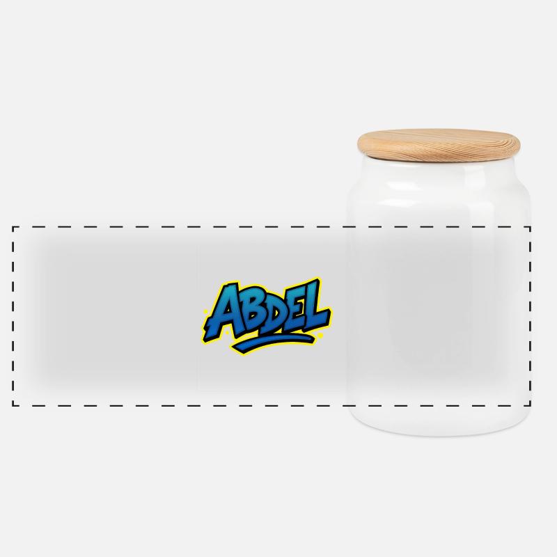 Graffiti Prénom Abdel cadeau idéal imprimable - Boîte à biscuits avec couvercle en bois - blanc