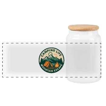 Escapade Montagne Camping - Boîte à biscuits avec couvercle en bois - blanc - Devant
