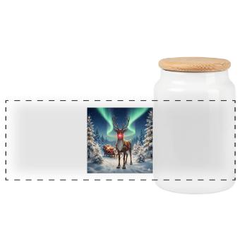 Rodolphe dans la forêt polaire - Boîte à biscuits avec couvercle en bois - blanc - Devant