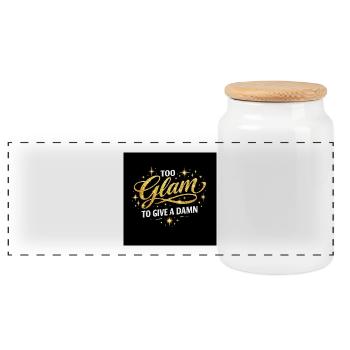 Too Glam To Give A Damn - Panoramic Cookie Jar with Wooden Lid - white - Front