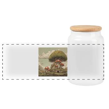 Mushroom kingdom - Panorama Keksdose mit Holzdeckel - Weiß - Vorne