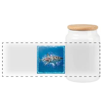 Trance Shark - Panoramic Cookie Jar with Wooden Lid - white - Front