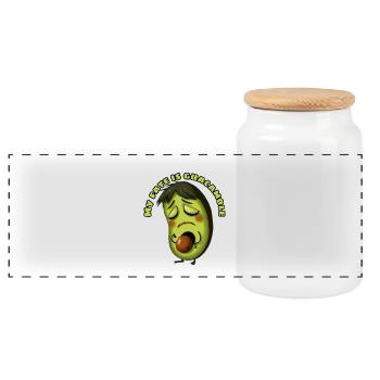 Avocat Destiny Guacamole Mème - Boîte à biscuits avec couvercle en bois - blanc - Devant