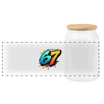 Graffiti 67 Color Explosion - Panoramic Cookie Jar with Wooden Lid - white - Front