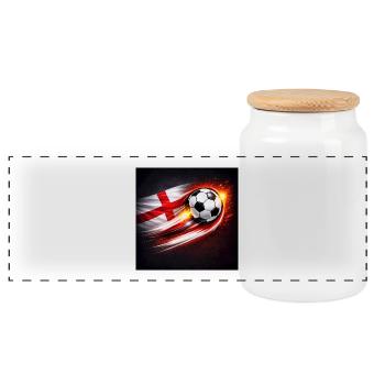 Flying football with flag breeze - Panoramic Cookie Jar with Wooden Lid - white - Front
