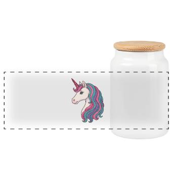 Délice pastel de crinière de licorne - Boîte à biscuits avec couvercle en bois - blanc - Devant