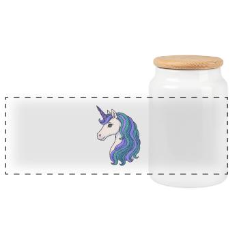 Pastel Unicorn Mane Portrait - Panoramic Cookie Jar with Wooden Lid - white - Front