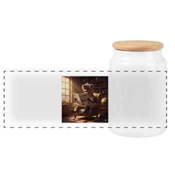 Hyène littéraire au salon - Boîte à biscuits avec couvercle en bois - blanc - Devant
