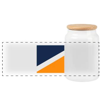 Blue and Orange Geometry - Panoramic Cookie Jar with Wooden Lid - white - Front